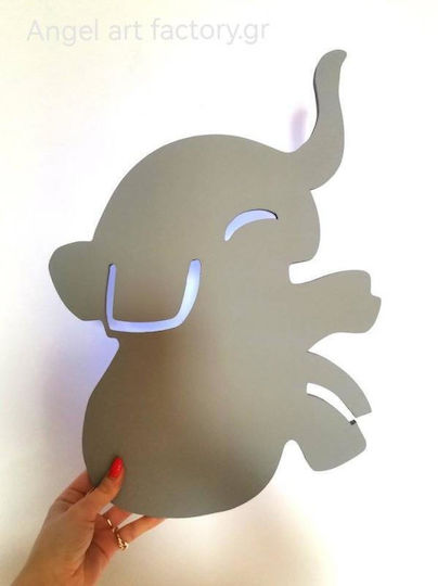 Lămpi de Perete din Lemn pentru Copii "Elefant cu Baloane" Nume