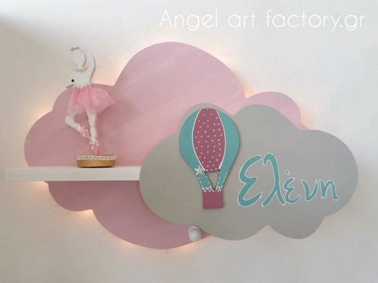Children's Wooden Wall Light Cloud Shelf Name
