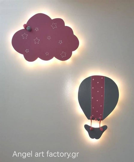 Kids Wooden Wall Light Set "Hot Air Balloon-Cloud"