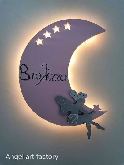 Children's Wooden Wall Light "Moon Fairy" Name