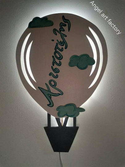 Kinder-Wandlampe aus Holz Heißluftballon Name