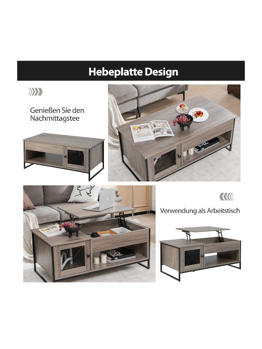 Rectangular Central Wooden Coffee Table with Lifting Mechanism Black W106xL55xH44.5cm