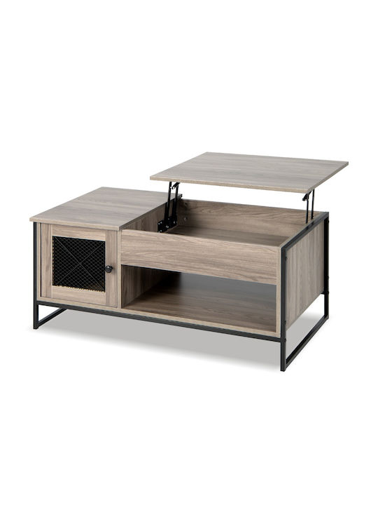 Rectangular Central Wooden Coffee Table with Lifting Mechanism Black W106xL55xH44.5cm