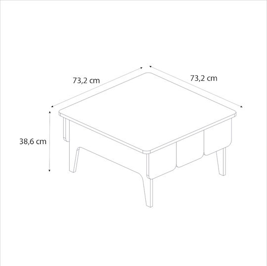 Square Central Coffee Table Pedro Wooden Anthracite - Rota Oak 73.2x73.2x38.6cm