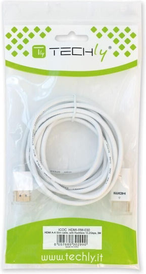 Techly ICOC HDMI 1.4 High Speed 1080p 120Hz Cable HDMI Male - HDMI Male 3m White