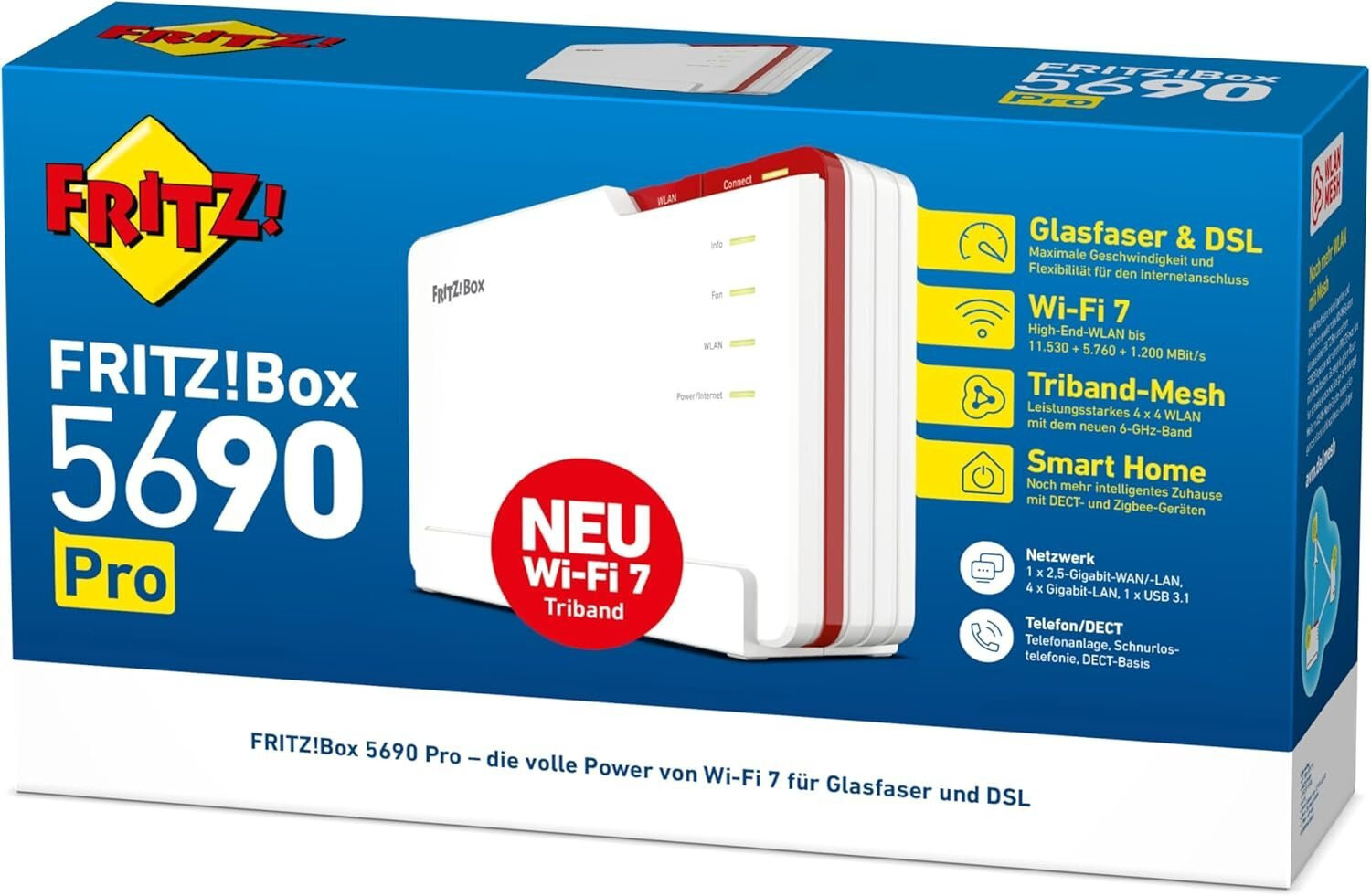 AVM FRITZ!Box 5690 Fiber GPON Ασύρματο VDSL2 Modem Router Wi‑Fi 7 με 4 Θύρες