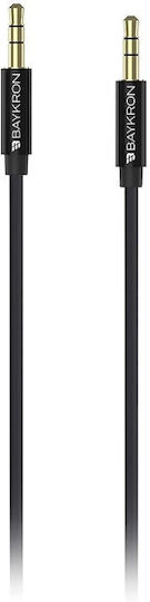 Baykron Καλώδιο Ήχου 3.5mm male - 3.5mm male Μαύρο 1.5m με Επίχρυσους Ακροδέκτες BKR-SL-J2J-BLK1.5
