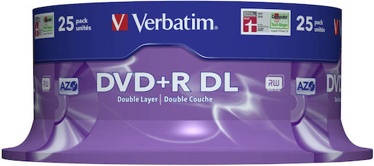 Verbatim Recordable DVD+R 8x Dual Layer 8.5GB Cake Box 25pcs