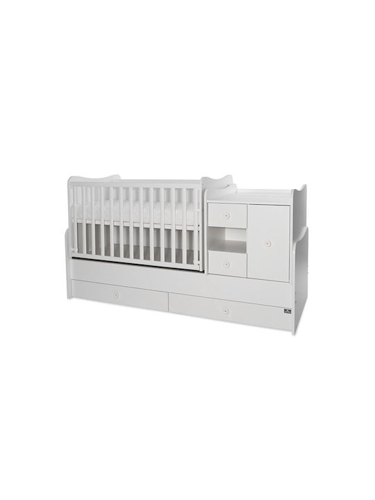 Beboulino Nursery Furniture Set with Bed, Nursery Drawer & Wardrobe White / Light Blue