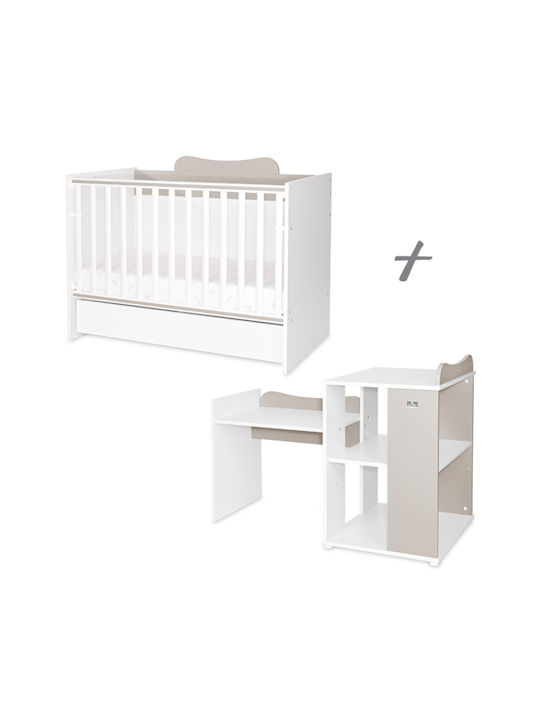 Beboulino Nursery Furniture Set with Bed, Nursery Drawer & Wardrobe White / Light Blue