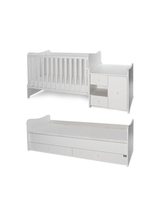 Beboulino Seturi de mobilier pentru copii cu Pat, Comodă și Dulap Alb / Albastru deschis