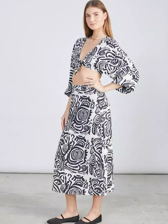 Midi Skirt White/black