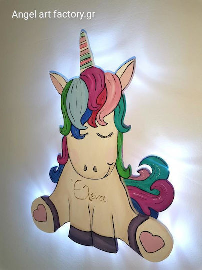 Children's Wooden Wall Light Unicorn Name
