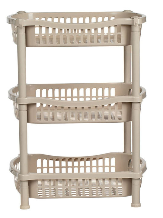 Kitchen Rack Plastic 3 Tiers Beige 41x31x54cm