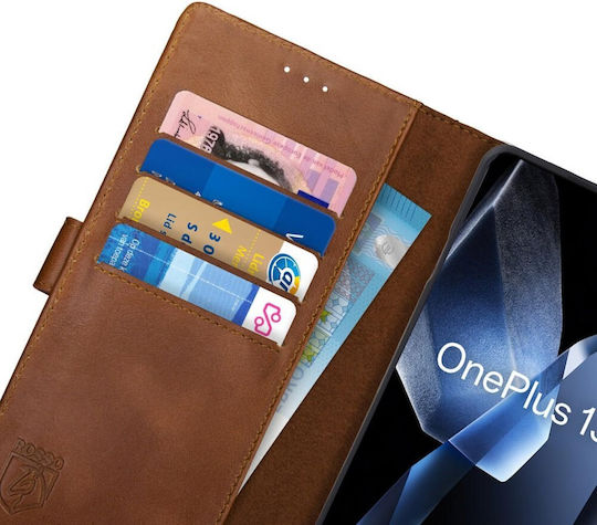 Rosso Deluxe Wallet Δερμάτινο / Σιλικόνης Καφέ (OnePlus 13)