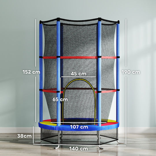 HomCom Trampolin Kinder Durchmesser 140cm mit Netz Bunt