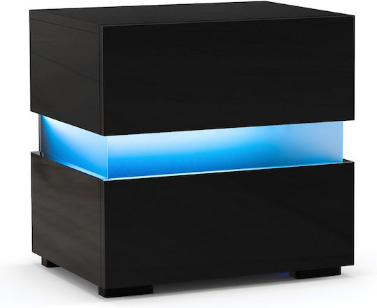 Metal Bedside Table with Glass Surface Multicolour 45x35x45cm