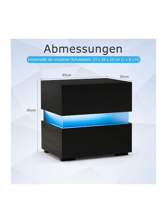 Metal Bedside Table with Glass Surface Multicolour 45x35x45cm