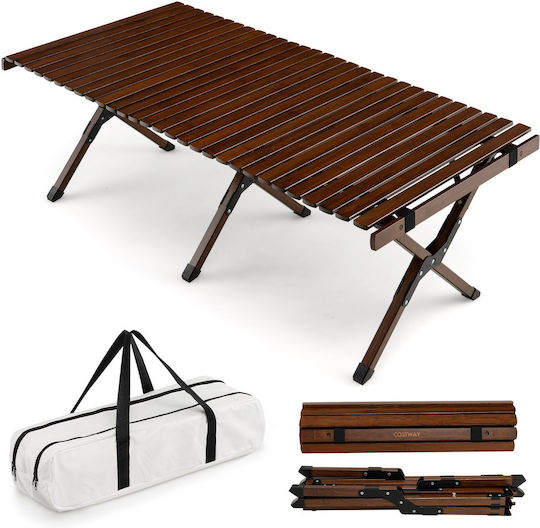 Costway Τραπέζι για Camping Πτυσσόμενο 16x60cm Καφέ