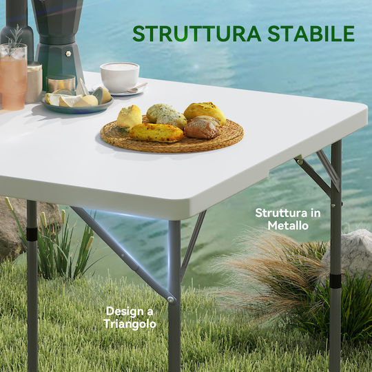 Outsunny Τραπέζι Μεταλλικό για Camping Πτυσσόμενο 86x86x74cm Λευκό