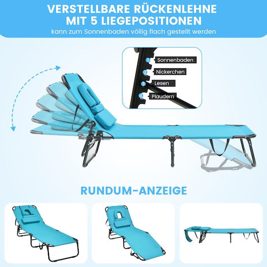 Costway Foldable Metallic Beach Sunbed with Pillow 73x63x16cm