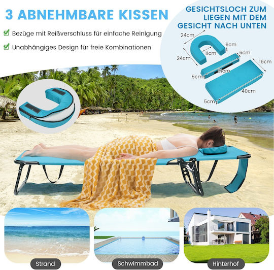 Costway Foldable Metallic Beach Sunbed with Pillow 73x63x16cm