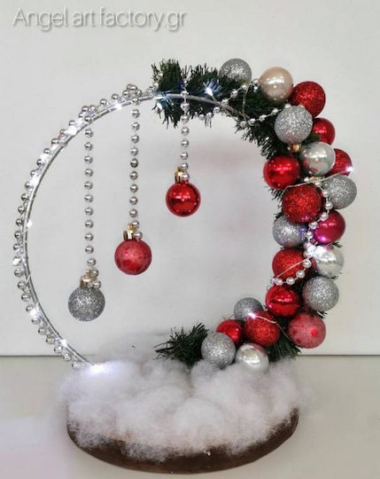 Decorative Silver Red Tabletop Wreath