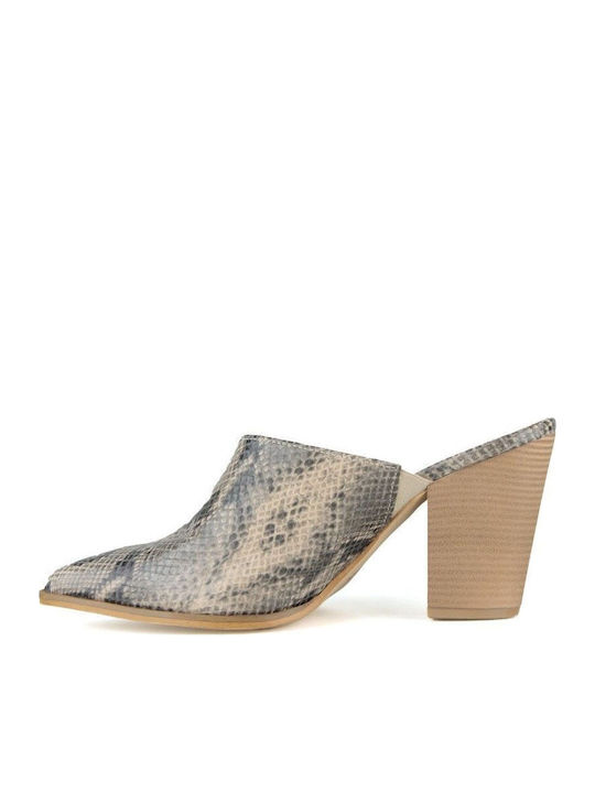 Mules mit Hoch Absatz in Gray Farbe