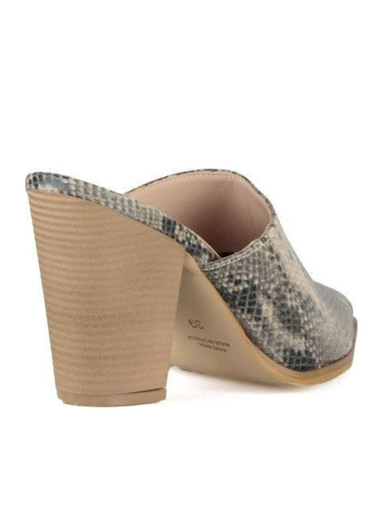 Mules mit Hoch Absatz in Gray Farbe