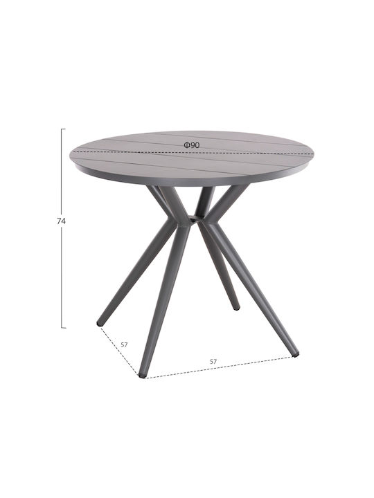 Garten- und Terrassentisch für Kleine Räume Aluminium Higer Grau 90x90x74cm
