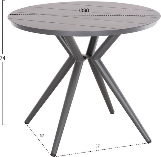 Masă Higer 90x90x74 Gri