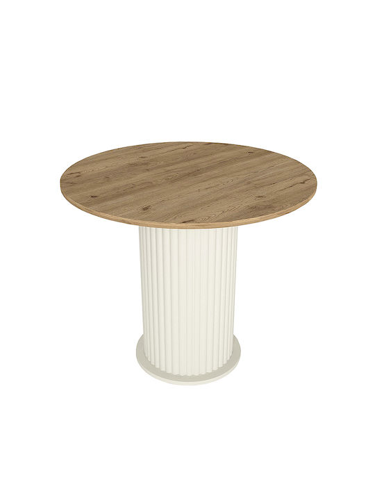 Bohema Rotund Masă Sala de mese Ivory - Sepet Oak 90x90x77.7buc