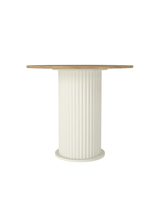 Bohema Rotund Masă Sala de mese Ivory - Sepet Oak 90x90x77.7buc