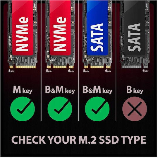 Axagon Θήκη για Σκληρό Δίσκο M.2 SATA III NVME με σύνδεση SATA USB 3.2 Type-C