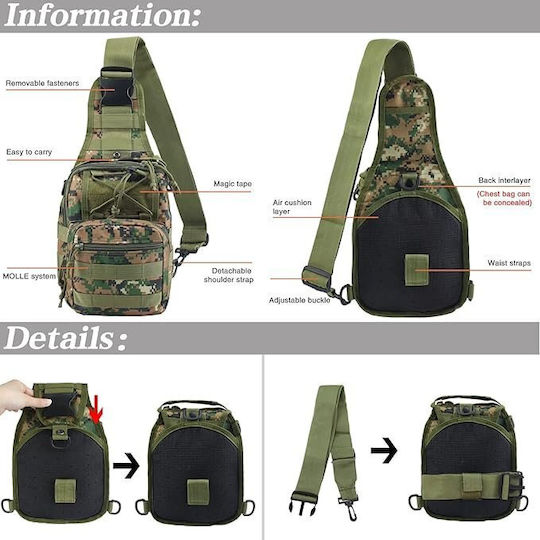 One Strap Στρατιωτικό Σακίδιο Πλάτης από Πολυεστέρα Πράσινο 7lt