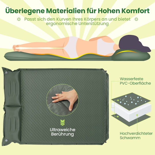 Costway Αυτοφούσκωτο Διπλό Υπόστρωμα Camping Πάχους 4cm Πράσινο