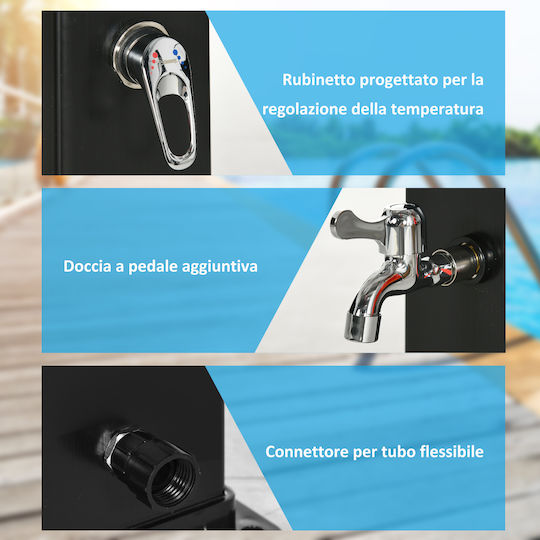 Outsunny Duș de exterior Solară din plastic Negru