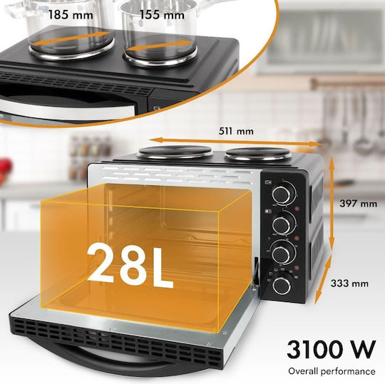 Clatronic Cuptor electric 28lt Fara arzatoare Negru