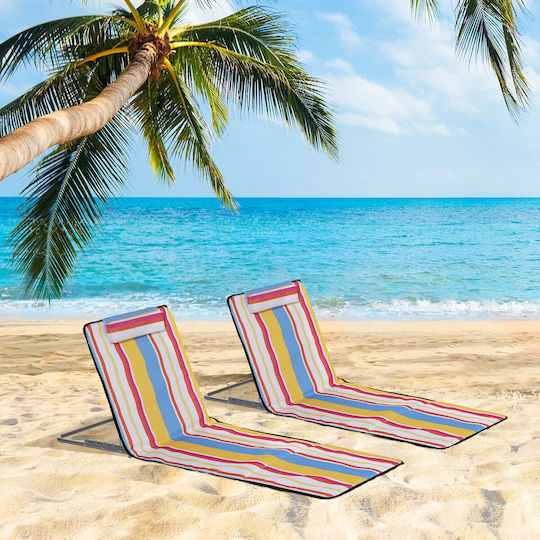Outsunny Foldable Steel Beach Sunbed with Pillow 53x124x35cm