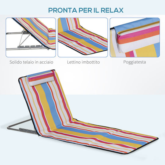 Outsunny Foldable Steel Beach Sunbed with Pillow 53x124x35cm