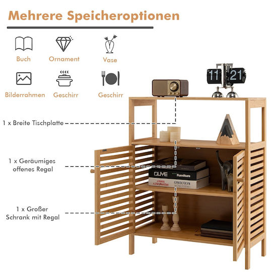 Costway Badezimmerschrank 64x27.5x80cm Beiges