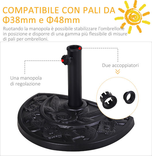 Outsunny Umbrella Stand made of Plastic Black Velvet-Black Metal 50x31x32cm