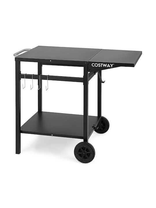 Outdoor Dinner Foldable Wood Table Black 96.5x64x75.5cm