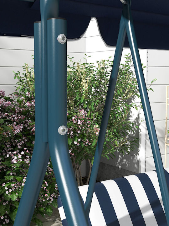 Schaukel mit Basis 3 Sitze Metallisch L172xB110xH153cm Blau Schaukel mit Basis 3 Sitze Metallisch L172xB110xH153cm Blau