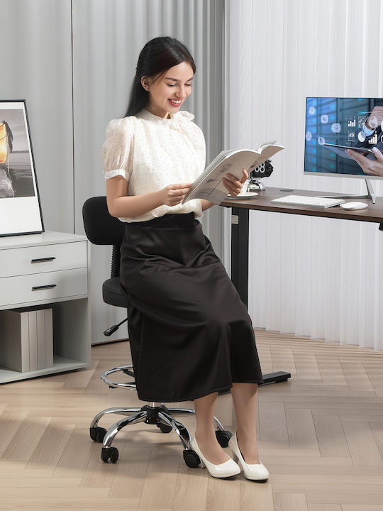 Homcom Swivel Chair Adjustable Height Footrest Steel Synthetic Leather Foam Material 52x52x78-92 cm Black 921-822v00bk
