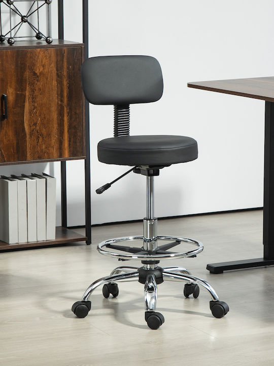 Homcom Swivel Chair Adjustable Height Footrest Steel Synthetic Leather Foam Material 52x52x78-92 cm Black 921-822v00bk