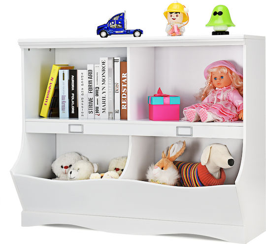 Kids Wooden Bookcase White 105.5x39.5x84cm