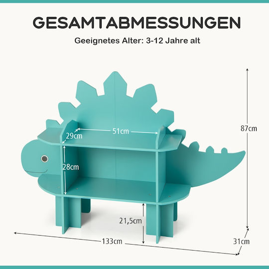 Bücherregal Boden Grün 133x31x87cm