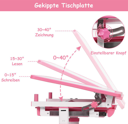 Παιδικό Γραφείο Ροζ 66x47x54.5-77cm Παιδικό Γραφείο Ροζ 66x47x54.5-77cm