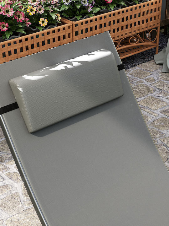 Șezlong Metalic cu Pernă Gri 64x154x87cm